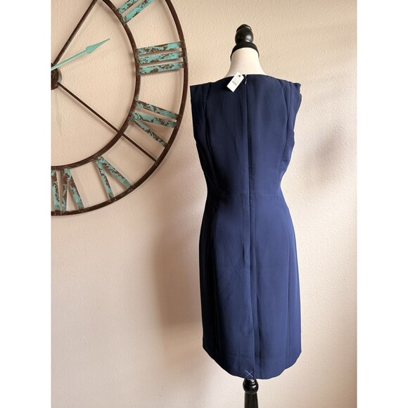Talbots Dress Navy Blue Cowl Neck Sheath Midi Size 6 NWT ($179) - Picture 2 of 5